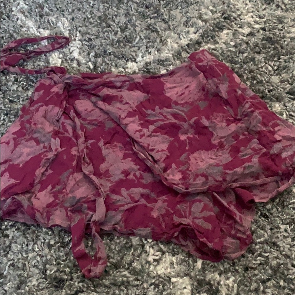 Free people purple flowy tie front shorts